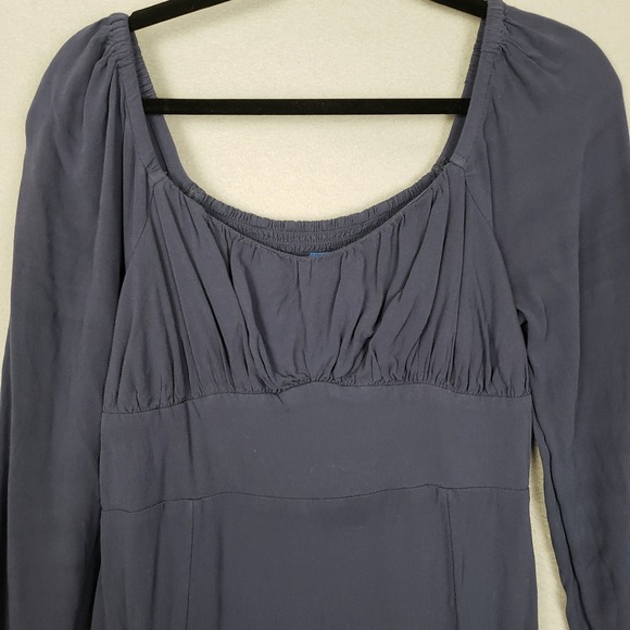 Old Navy Sz M Long Sleeve Babydoll Dress Navy Blue Milkmaid Peasant Cottagecore - Picture 3 of 11